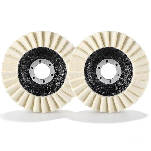 Wool Felt Flap Polishing Disc, 2Pcs Buffing Discs for Angle Grinder, 4.5 Inch Wool Felt Polishing Wheel Pad for Metal Marble Stone Furniture Car Wax in Kuwait