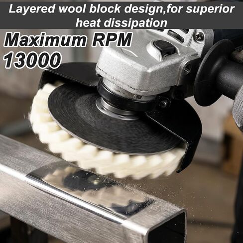 Wool Felt Flap Polishing Disc, 2Pcs Buffing Discs for Angle Grinder, 4.5 Inch Wool Felt Polishing Wheel Pad for Metal Marble Stone Furniture Car Wax in Kuwait