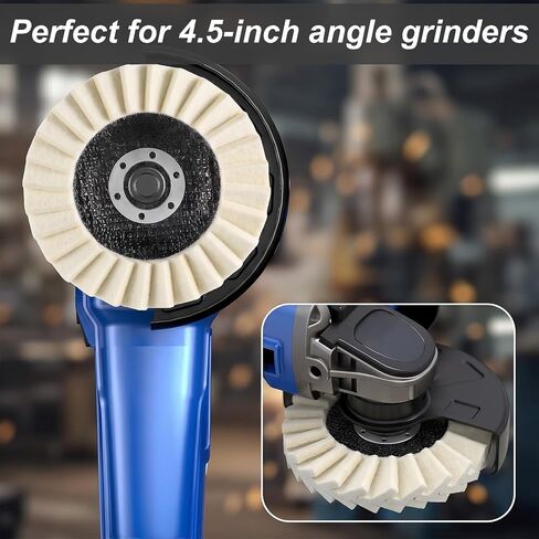Wool Felt Flap Polishing Disc, 2Pcs Buffing Discs for Angle Grinder, 4.5 Inch Wool Felt Polishing Wheel Pad for Metal Marble Stone Furniture Car Wax in Kuwait