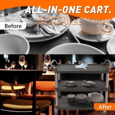3-Tier Heavy-Duty Metal Service Utility Carts,Storage Mobile Kitchen Cart with Handle & Lockable Wheels,Portable Rolling Cart for Home Hotel Restaurant Garage Kitchen Office Organization in Kuwait