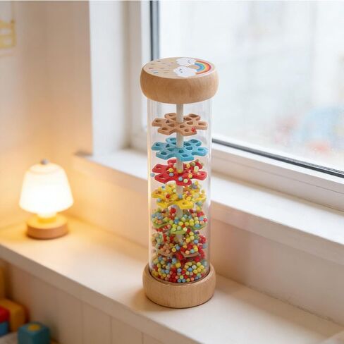 Wooden Rattle Shaker Rainmaker Rain Sticks Musical Instrument Sensory Toy Crafted from Wood for Calming Sound Suitable for Music Activities in Kuwait