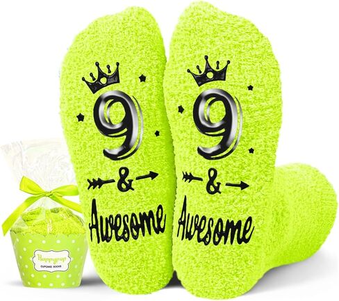 HAPPYPOP Birthday Gifts for Kids - Fuzzy Birthday Socks for Tween Boys Girls, Presents for 6-11 Year Old Kids in Kuwait