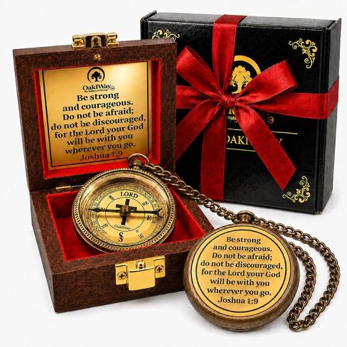 Lord's Path Compass - Baptism, Communion, Confirmation, Christian Gifts for Teenage Boys | Religious Gifts for Men, Graduation Inspirational Present - Greeting Card Included in Saudi Arabia