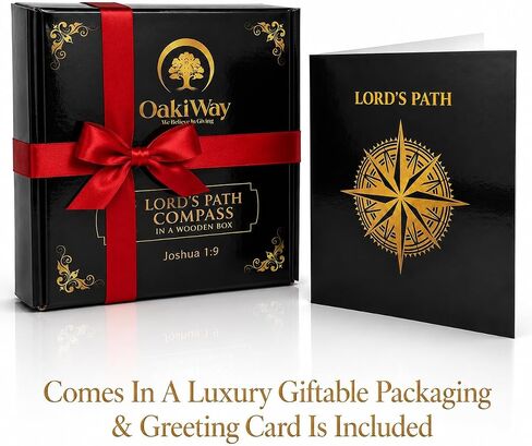 Lord's Path Compass - Baptism, Communion, Confirmation, Christian Gifts for Teenage Boys | Religious Gifts for Men, Graduation Inspirational Present - Greeting Card Included in Saudi Arabia