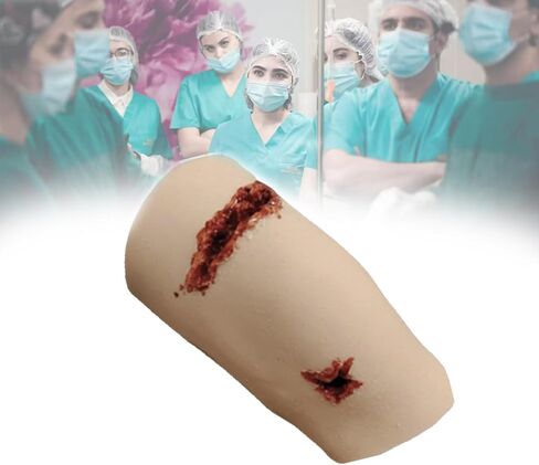 Silicone Wound Packing Trainer Model with 2 Simulated Wounds, Reusable Wound Training Model, Soft Yet Resilient Material, for Emergency Care, Military Trauma Training in Kuwait