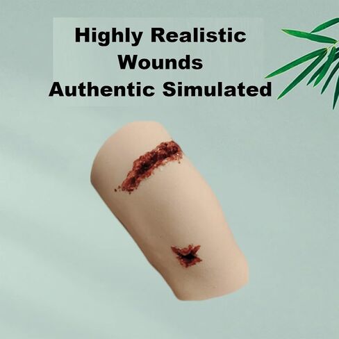 Silicone Wound Packing Trainer Model with 2 Simulated Wounds, Reusable Wound Training Model, Soft Yet Resilient Material, for Emergency Care, Military Trauma Training in Kuwait