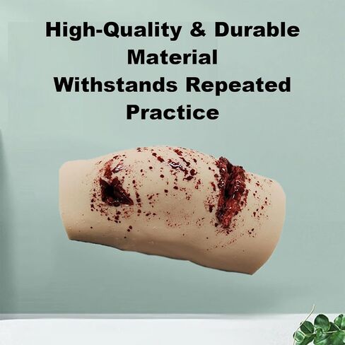 Silicone Wound Packing Trainer Model with 2 Simulated Wounds, Reusable Wound Training Model, Soft Yet Resilient Material, for Emergency Care, Military Trauma Training in Kuwait