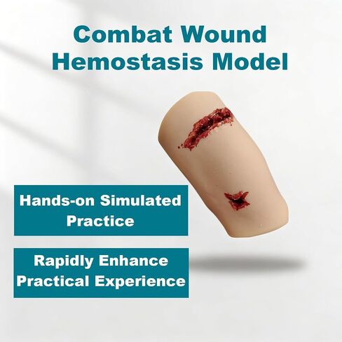 Silicone Wound Packing Trainer Model with 2 Simulated Wounds, Reusable Wound Training Model, Soft Yet Resilient Material, for Emergency Care, Military Trauma Training in Kuwait