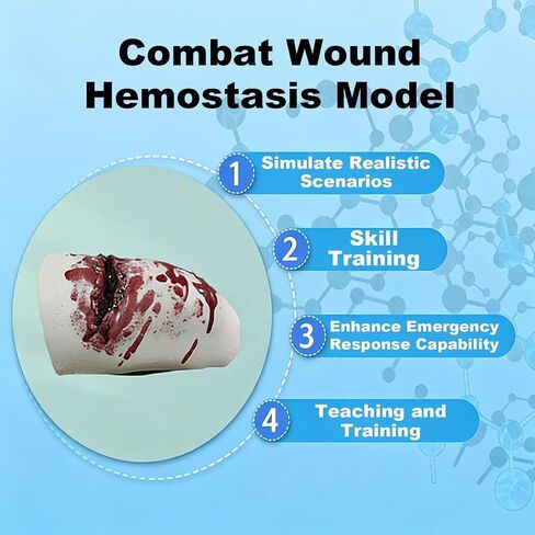 Silicone Wound Packing Trainer Model with 2 Simulated Wounds, Reusable Wound Training Model, Soft Yet Resilient Material, for Emergency Care, Military Trauma Training in Kuwait