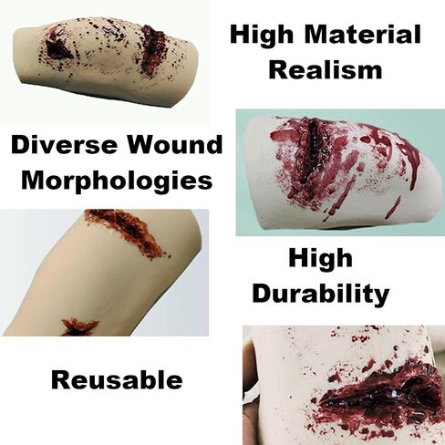 Silicone Wound Packing Trainer Model with 2 Simulated Wounds, Reusable Wound Training Model, Soft Yet Resilient Material, for Emergency Care, Military Trauma Training in Kuwait