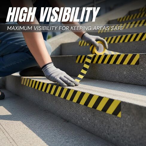 Black & Yellow Hazard Safety Floor Tape, 3 inch x 54 feet - Ideal for Walls, Floors, Pipes and Equipment. in Saudi Arabia
