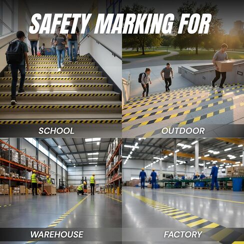Black & Yellow Hazard Safety Floor Tape, 3 inch x 54 feet - Ideal for Walls, Floors, Pipes and Equipment. in Saudi Arabia