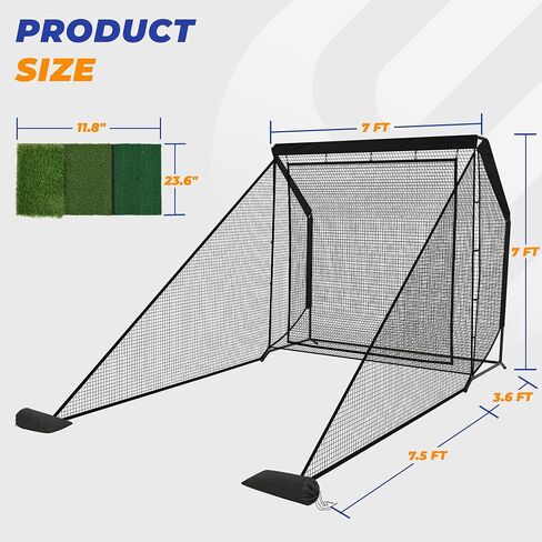 Golf Hitting Net, 10x7ft/7x7ft Heavy Duty Practice Net with Side Nets & Back Net, Reinforced Steel Frame Training Net for Indoor Outdoor Backyard Driving Swing Practice, Portable Carry Bag in Kuwait
