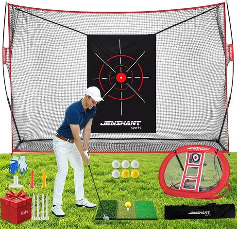 10x7ft Golf Practice Net with Chipping Target, Foldable Mat, 8 Tees & 6 Balls – All-in-One Golf Hitting Net for Backyard, Indoor Outdoor Use, Includes Carry Bag for Easy Storage in Kuwait