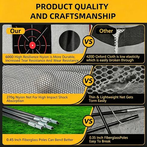 10x7ft Golf Practice Net with Chipping Target, Foldable Mat, 8 Tees & 6 Balls – All-in-One Golf Hitting Net for Backyard, Indoor Outdoor Use, Includes Carry Bag for Easy Storage in Kuwait