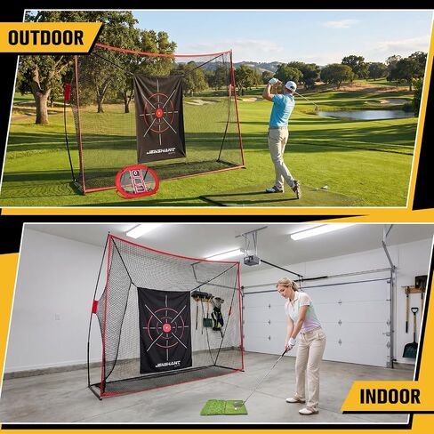10x7ft Golf Practice Net with Chipping Target, Foldable Mat, 8 Tees & 6 Balls – All-in-One Golf Hitting Net for Backyard, Indoor Outdoor Use, Includes Carry Bag for Easy Storage in Kuwait