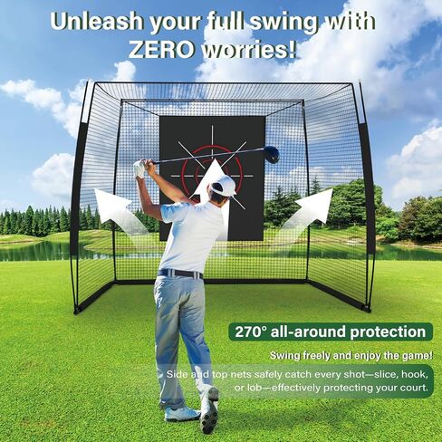 حاوية شاشة تأثير Golf Simulator مع شبكة وهدف (جهاز العرض غير متضمن) - قفص تدريب الجولف مع حماية 270 درجة، إعداد سهل للاستخدام في الطابق السفلي من المرآب المنزلي الداخلي والخارجي in Kuwait