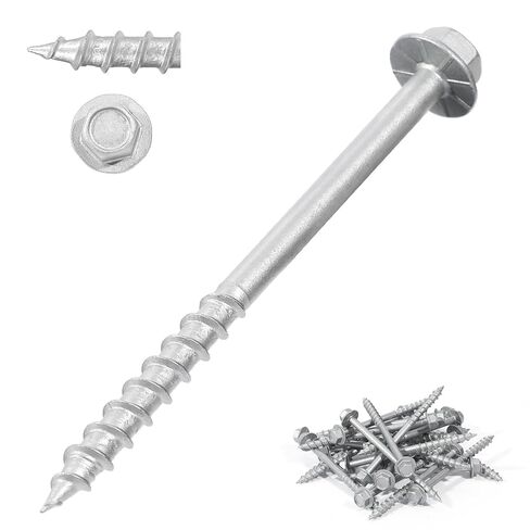SD Connector Screws, #9 x 1-1/2" Heavy Duty Joist Hanger Screws, 1/4" Hex Head, 0.380" Dia, 10D Nail Replacement, Mechanical Galvanized, 1500-Hour Salt Spray Tested, 500 Count in Kuwait