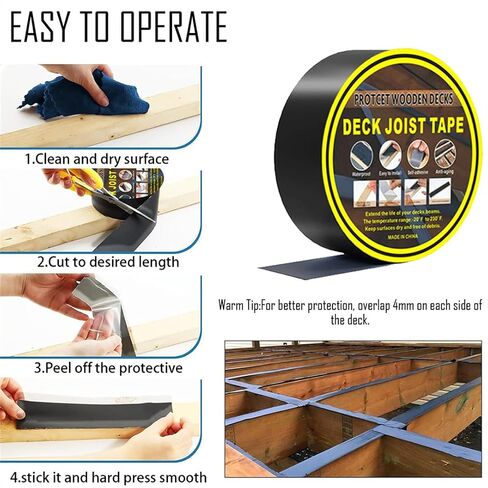 Deck Joist Tape Waterproof Seal 1.6" X 50ft Butyl Flashing Tape Weather Resistant Joist Tapes for Decking Beams Wood Roof in Kuwait