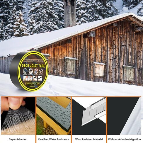 Deck Joist Tape Waterproof Seal 1.6" X 50ft Butyl Flashing Tape Weather Resistant Joist Tapes for Decking Beams Wood Roof in Kuwait