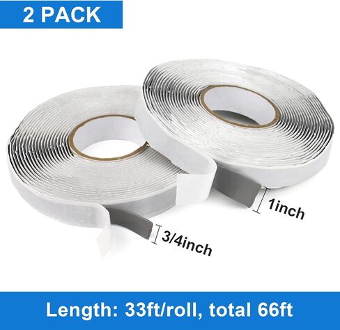 BOMEI PACK 2 حزمة بوتيل شريط الختم، 1/8 بوصة × 1 بوصة و3/4 بوصة × 30 قدم، المعجون، شريط معجون مانع للتسرب لإصلاح RV، النافذة، ختم القوارب، الزجاج وترقيع السقف المطاطي EDPM in Kuwait