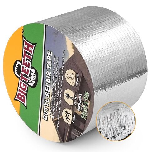 BIGTEETH Butyl Waterproof Tape - 2 inch x 16 feet Butyl Repair Tape, Aluminum Foil Tape Butyl Sealant Tape for Pipes, Doors, Windows, RV Roofs, Boats, Vents, etc in Kuwait