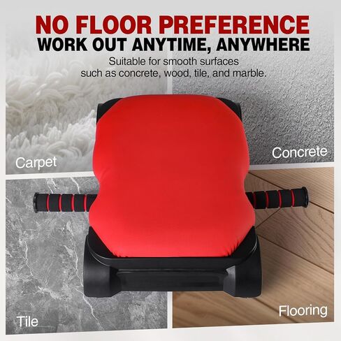 RedSwing Automatic Rebound Abdominal Wheel, 4-Wheel Roller Abdominal Trainer, Core Workout Ab Roller Wheel for Plank, Red in Kuwait