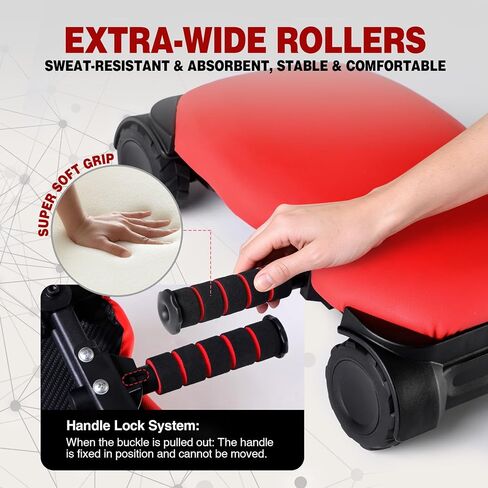 RedSwing Automatic Rebound Abdominal Wheel, 4-Wheel Roller Abdominal Trainer, Core Workout Ab Roller Wheel for Plank, Red in Kuwait