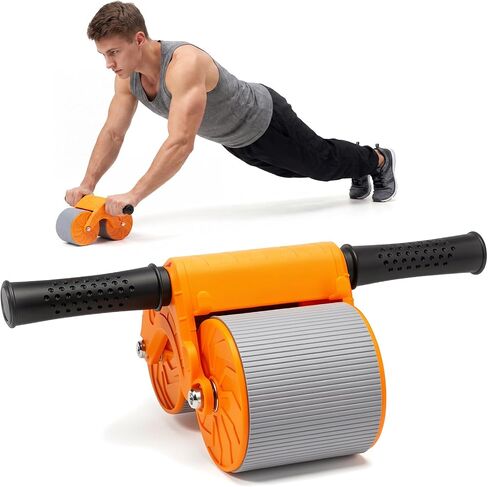 Orange Ab Roller Wheel with Knee Mat & Automatic Rebound – Ab Wheel Roller for Core Strength Ab Roller Wheel for Women Men in Kuwait