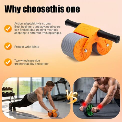 Orange Ab Roller Wheel with Knee Mat & Automatic Rebound – Ab Wheel Roller for Core Strength Ab Roller Wheel for Women Men in Kuwait