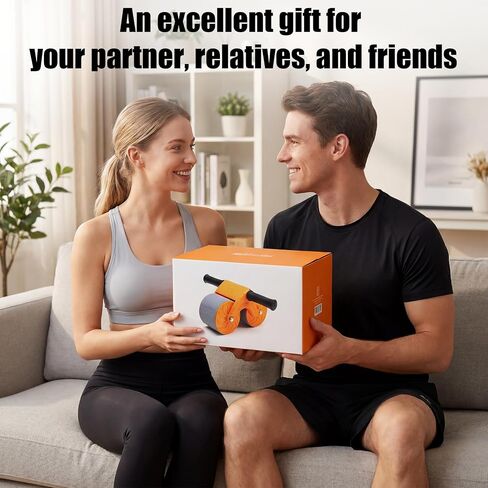 Orange Ab Roller Wheel with Knee Mat & Automatic Rebound – Ab Wheel Roller for Core Strength Ab Roller Wheel for Women Men in Kuwait