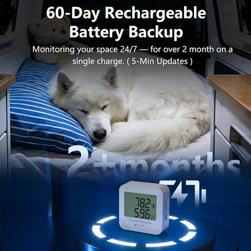 4G Cellular Temperature & Humidity Monitor, RV Pet Safety Temp Humidity Monitoring System, Remote Power Outage Sensor for Car, Camper, Greenhouse, Freezer, 2 Years Subscription Included | No WiFi Required, SMS/Email/Sound&Light Alerts, Unlimited Contacts, in Kuwait