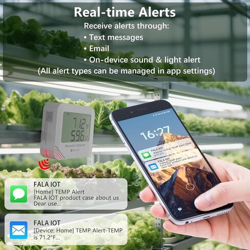 4G Cellular Temperature & Humidity Monitor, RV Pet Safety Temp Humidity Monitoring System, Remote Power Outage Sensor for Car, Camper, Greenhouse, Freezer, 2 Years Subscription Included | No WiFi Required, SMS/Email/Sound&Light Alerts, Unlimited Contacts, in Kuwait