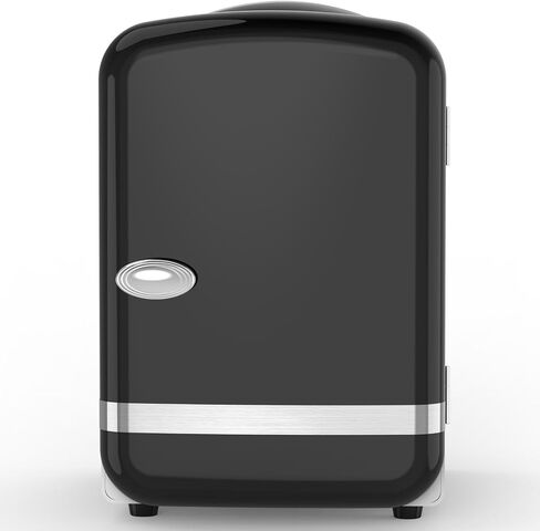 Electactic Mini Fridge for Skincare, 4L/6 Cans Portable Compact Cosmetic Fridge, Retro Desktop Fridge with AC/DC Adapters, Small Cooler and Warmer for Beverage, Makeup, Bedroom, Office, Kids, Black in Kuwait