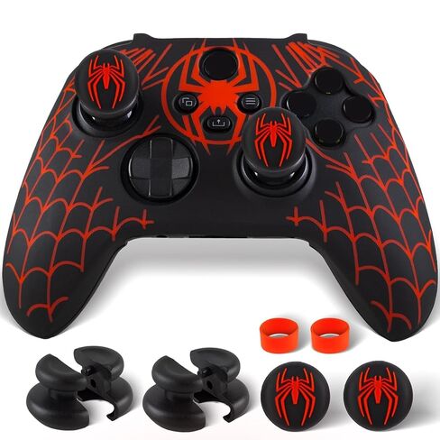 Silicone Skin Cover Sticker x 1 & Extender Grips x 2 for Xbox Series/One Controller Spider Net in Kuwait