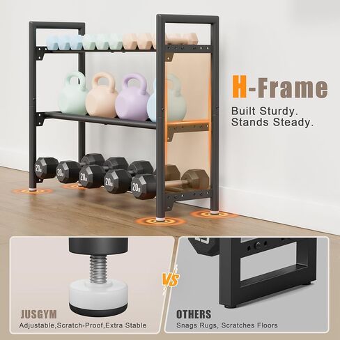 Dumbbell Rack Stand Only, 400LBS Capacity Weight Rack for Home Gym Storage, Adjustable Weight Storage Racks, Heavy-Duty Kettlebell Rack ﻿ in Kuwait