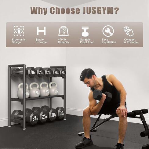 Dumbbell Rack Stand Only, 400LBS Capacity Weight Rack for Home Gym Storage, Adjustable Weight Storage Racks, Heavy-Duty Kettlebell Rack ﻿ in Kuwait