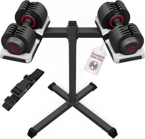 حامل دمبل قابل للتعديل من Jusgym، حامل دمبل قابل للتعديل بارتفاع 81.28 سم، رف تخزين لصالة الألعاب الرياضية المنزلية بسعة 300 رطل مع منصة دوارة 90 درجة (الرف فقط) in Kuwait