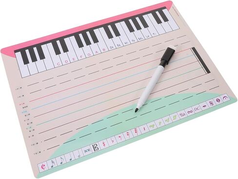 Mikinona Music Staff Whiteboard Dry Erase Board for Music Teacher Supplies, Small Portable Keyboard Teaching Aid with Staff Lines for Students and Musicians, 1 Pen Included in Saudi Arabia