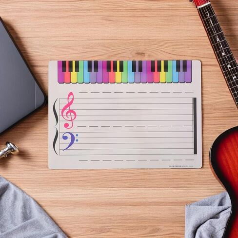 SUPVOX Music Staff سبورة بيضاء قابلة للمسح الجاف للتدريس في الفصول الدراسية، لوحة تدوين موسيقية صغيرة محمولة مع 5 خطوط، تتضمن قلم تحديد للطلاب والموسيقيين in Kuwait