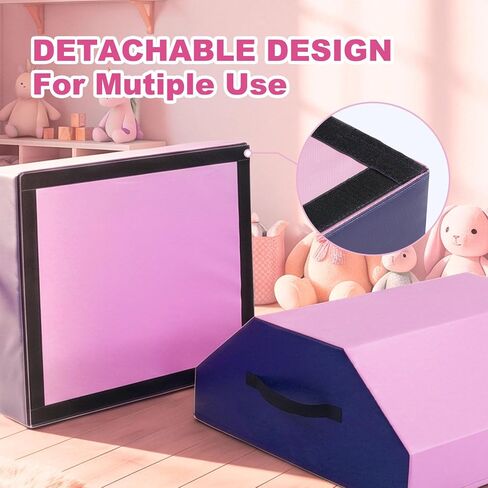Kangaroo Hoppers 2-in-1 Detachable Gymnastics Octagon Tumble Mat for Kids Ages 3-12,24×26 Inch Splittable Barrel Trainer for Backbend Handspring and Splits Training, Portable Home Gym Equipment， Purple/Pink in Saudi Arabia