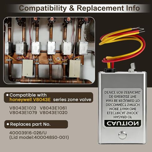 لصمام المنطقة هانيويل v8043e1012، 24Vac 50/60 هرتز، 40003916-026 رأس استبدال الطاقة، 40004850-001 (نموذج الغطاء) ثنائي الاتجاه، 4 أسلاك، 19 بوصة مع مفتاح طرفي in Kuwait