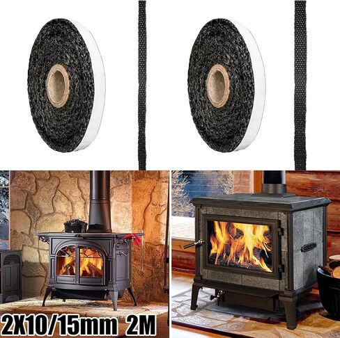 2X Flat Oven Gasket, 78.74" Fiberglass Flat Gasket Tape Fireplace Sealing Cord Oven Gasket Tape, for Window Fireplace Oven Oven Glass in Kuwait
