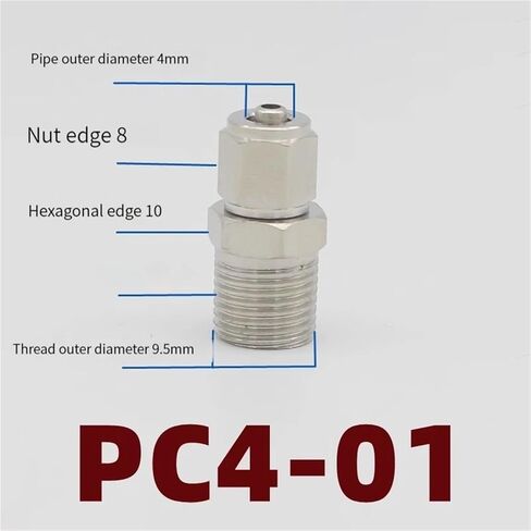 موصل سريع لموصلات أنبوب الخرطوم OD PC 4 6 8 10 12 16 مم Thread-m5 M6 1/8 3/8 1/2 1/4 بوصة تركيبات أنابيب هوائية 1 قطعة (KPC4-01) in Kuwait