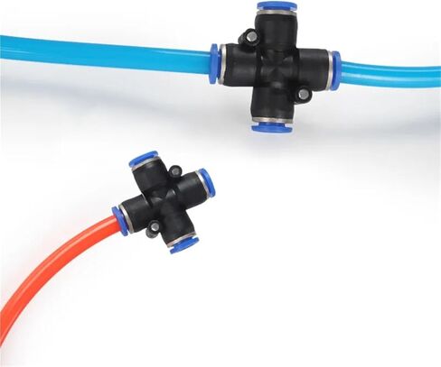 PK PZA Pneumatic Plastic 4 Way 5 Fitting Fittings Quick Connectors Water Hose Connector Air Push Fast 6 8 10 12mm 5Pcs(PZA-4) in Kuwait