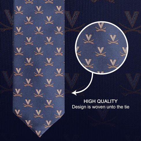 Desert Cactus University of Virginia Neck Tie UVA Cavaliers 100% Polyester Necktie with Logo, Officially Licensed (Style B) in Kuwait