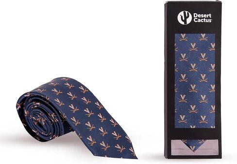 Desert Cactus University of Virginia Neck Tie UVA Cavaliers 100% Polyester Necktie with Logo, Officially Licensed (Style B) in Kuwait
