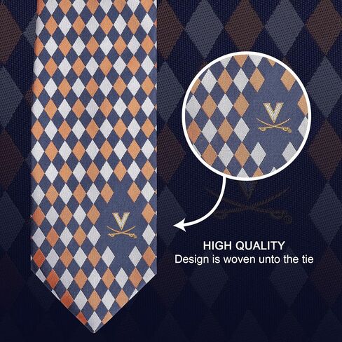 Desert Cactus University of Virginia Neck Tie UVA Cavaliers 100% Polyester Necktie with Logo, Officially Licensed (Style C) in Kuwait