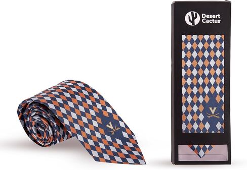 Desert Cactus University of Virginia Neck Tie UVA Cavaliers 100% Polyester Necktie with Logo, Officially Licensed (Style C) in Kuwait