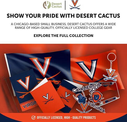 Desert Cactus University of Virginia Neck Tie UVA Cavaliers 100% Polyester Necktie with Logo, Officially Licensed (Style C) in Kuwait